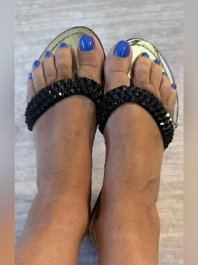 Belle by Sigerson Morison Studded Black Leather Sandals - size 7